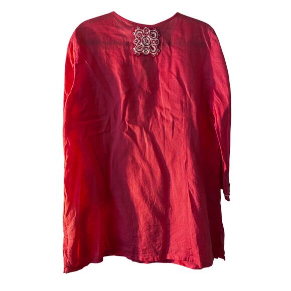 Charter Club Lined Beaded Tunic Top Blouse Cover up XL Beachy Coastal Summer - Picture 9 of 12